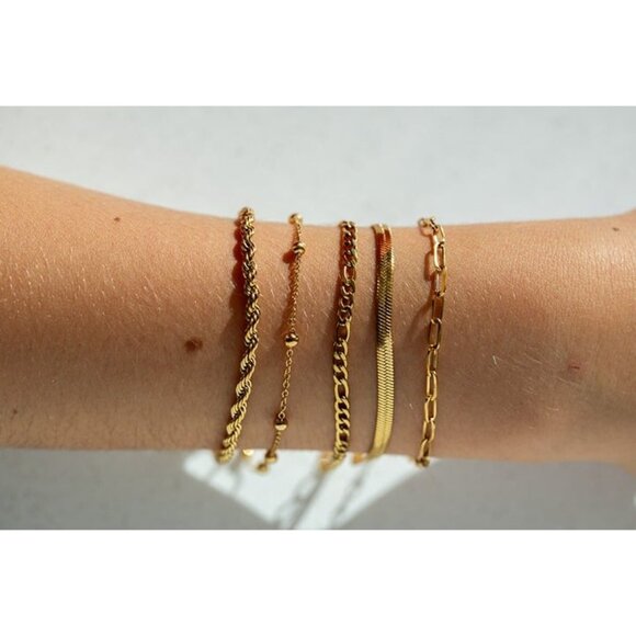 YOU PICK 2! Waterproof Gold chain Bracelets stack tarnish free gold chain pretty - Picture 12 of 12